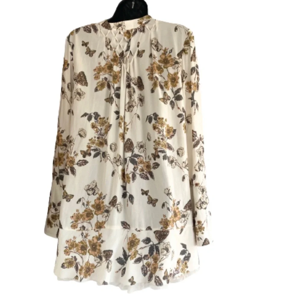 Free People Pebble Crepe So Fine Smocked Tunic in Ivory Combo Size Small